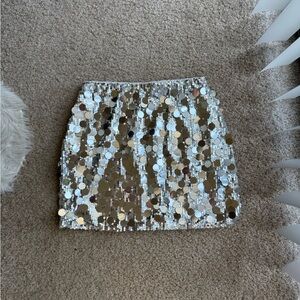 SHEIN Silver and Gold Sequin Mini Skirt